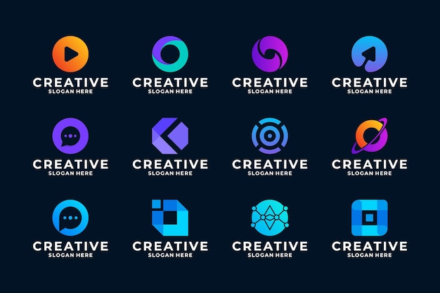 Set of creative letter O logo design inspiration