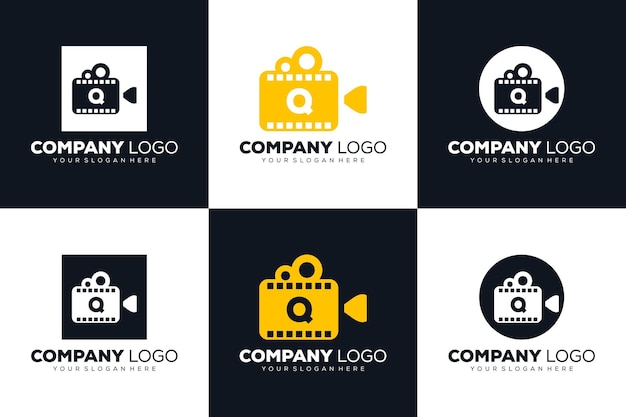 set of creative Letter Q initial logo for Cinema film and videography design template