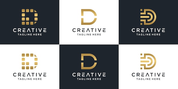 Set of creative lettermark monogram letter d logo template.