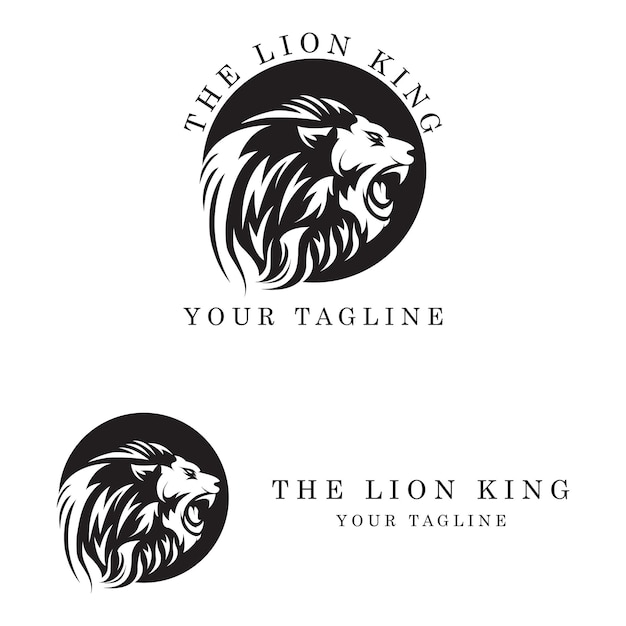 set of creative lion logo with slogan template