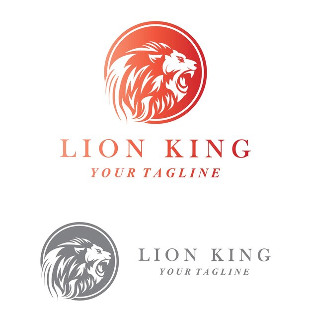 set of creative lion logo with slogan template