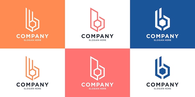 Set of creative logo building construction with letter logo design collection