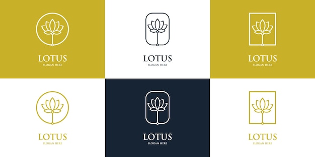 Set of Creative Lotus Flower Logo Design.