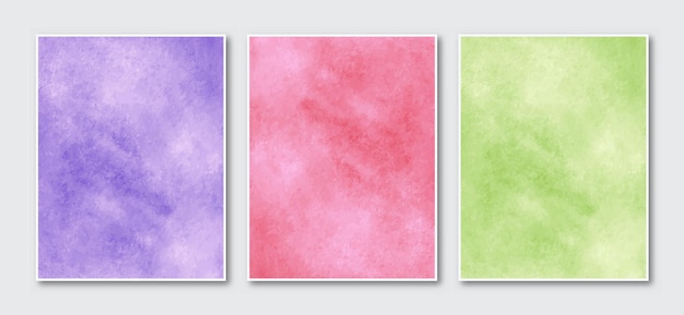 Set of creative minimalist hand painted cards abstract watercolor background