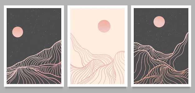 Set of creative minimalist modern illustrations in lineal style