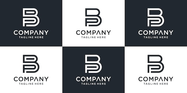 Set of creative monogram initial letter bp logo template