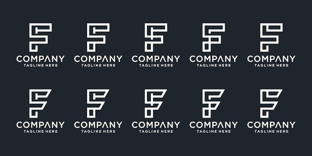 Set of creative monogram initial letter F logo template