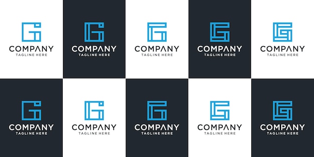 Set of creative monogram initial letter g logo template