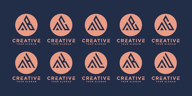 Set of creative monogram initial a logo template icons for business of fashion or etc.