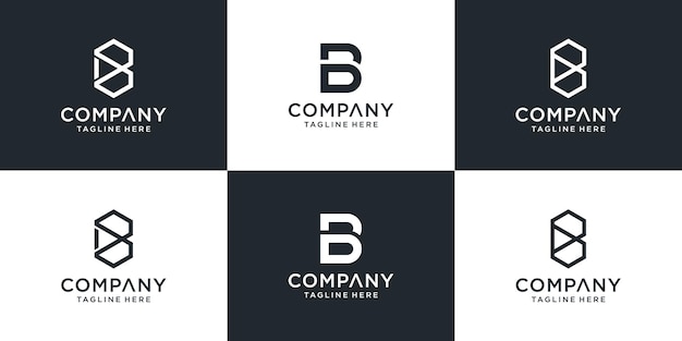 Set of creative monogram letter B logo template