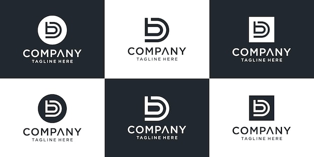 Set of creative monogram letter db logo template. the logo can be used for business and building company.