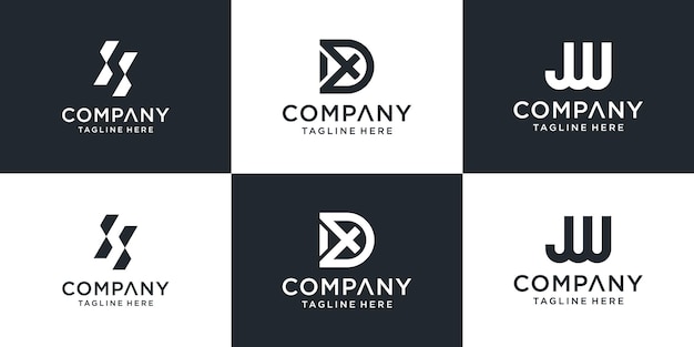 Set of creative monogram letter DX logo template