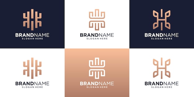 Set of creative monogram letter h logo template. Icons for business fashion, elegant, luxury logo collection