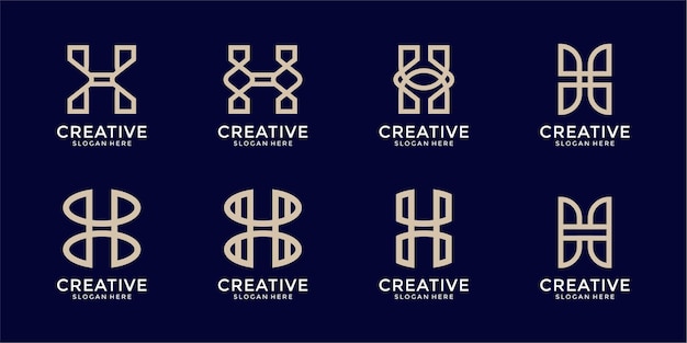 set of creative monogram letter h logo template