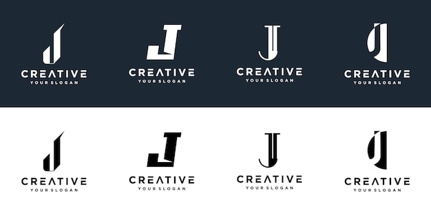 Set of creative monogram letter j logos