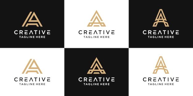 Set of creative monogram letter a logo abstract design inspiration