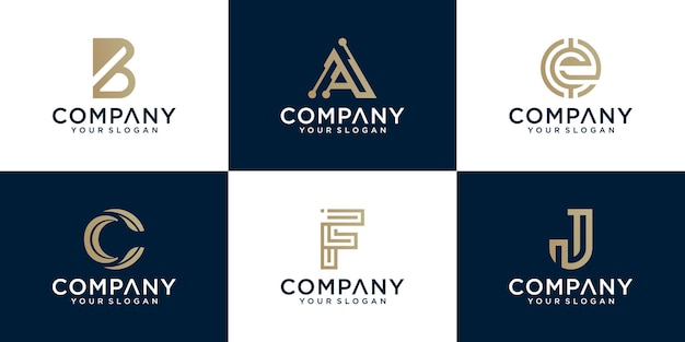 Set of creative monogram letter logo design