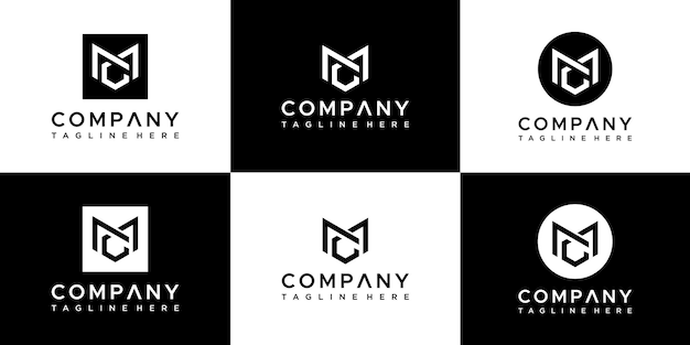 Set of creative monogram letter mc logo design