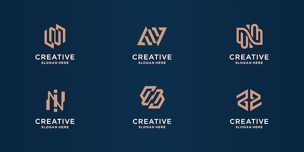 Set of creative monogram letter n abstract design template collection logotype initial n abstract