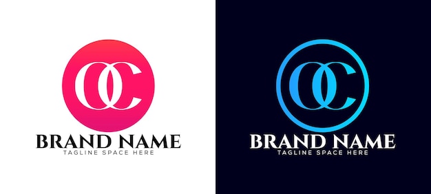 Set of creative monogram letter o c logo design template