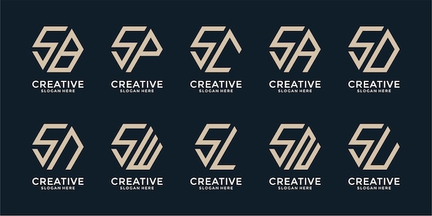 Set of creative monogram logo design template