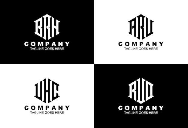 Set of creative monogram logo design template