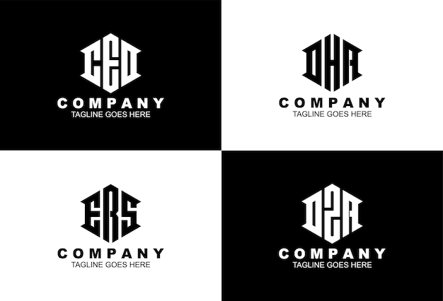 Set of creative monogram logo design template