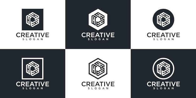 Set of creative monogram logo design