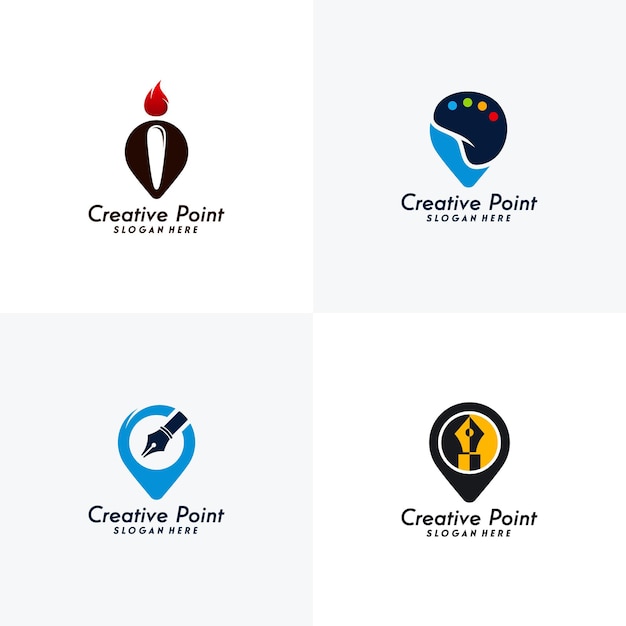 Set of Creative Point logo designs template, Creative Place logo template, Art pin logo