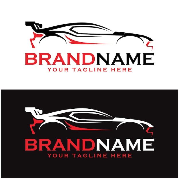 Set of creative racing car logo with slogan template