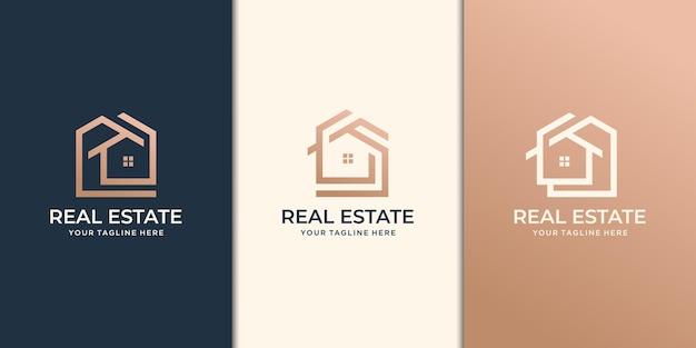 Set of creative real estate logo design