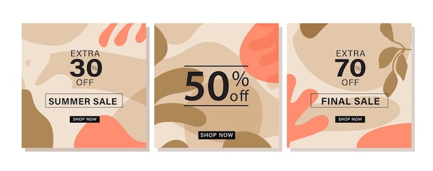 Set of creative sale banner Abstract floral and geometric shapes