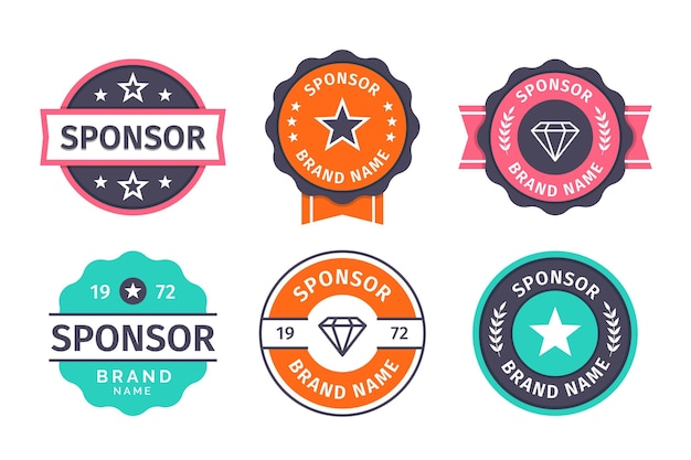 Set of creative sponsor labels