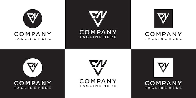 Set of creative triangle monogram logo design