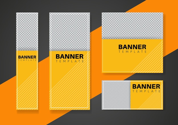 Vector set of creative web banners of standard size. vertical, horizontal and square template.