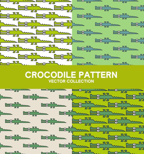 Set crocodiles seamless pattern