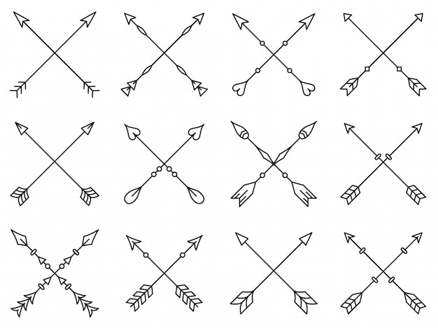 Set of crossed arrows 