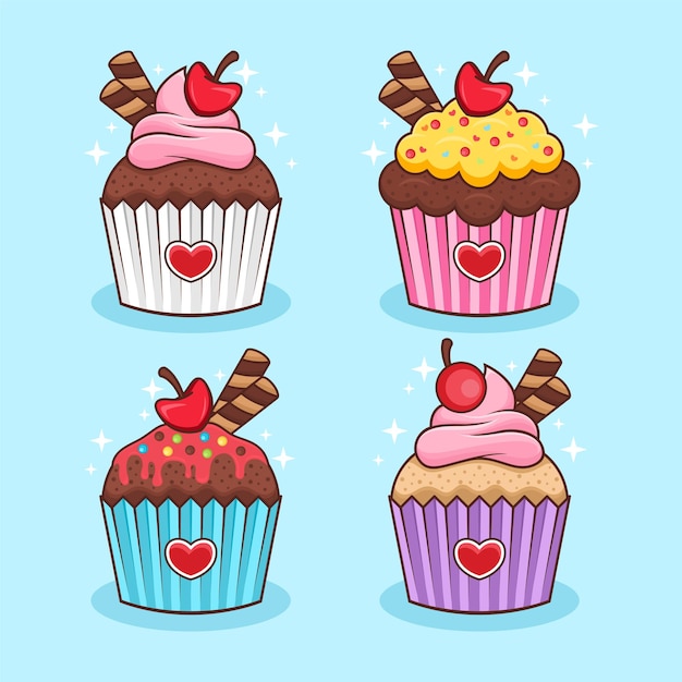 Set of cupcake illustration   