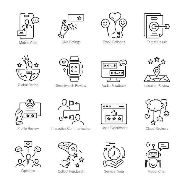 Set of Customer Responses Linear Icons