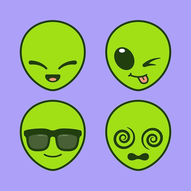 Set of Cute Alien Stickers