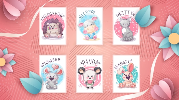 Set cute animal