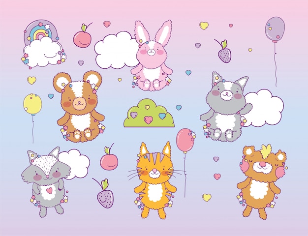 Set of Cute animals and graphic resources,