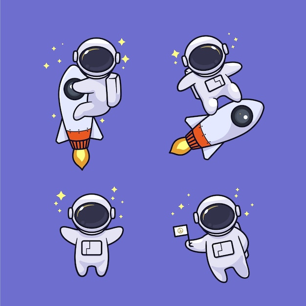 Set of cute astronaut design