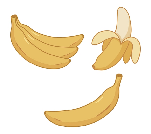 Set of cute banana cartoon vector illustration