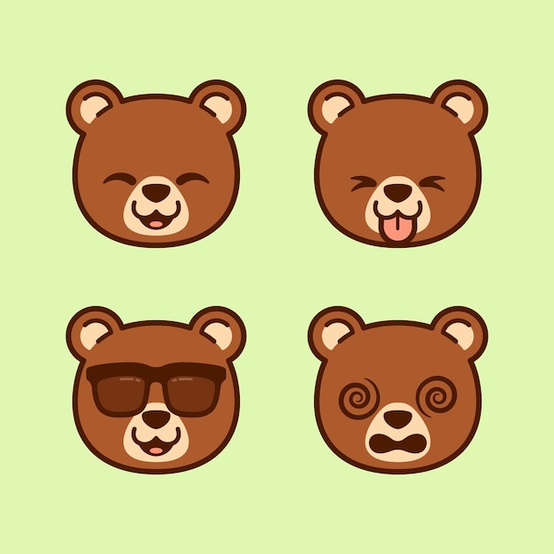 Set of Cute Bear Stickers