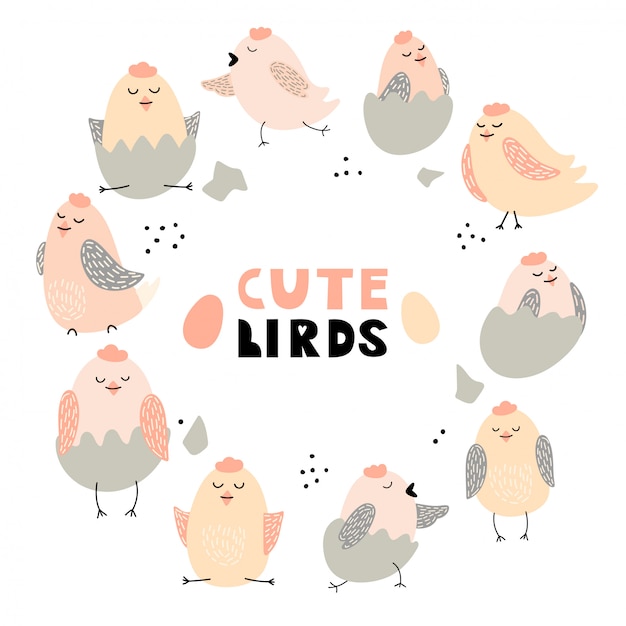 Set of cute birds.