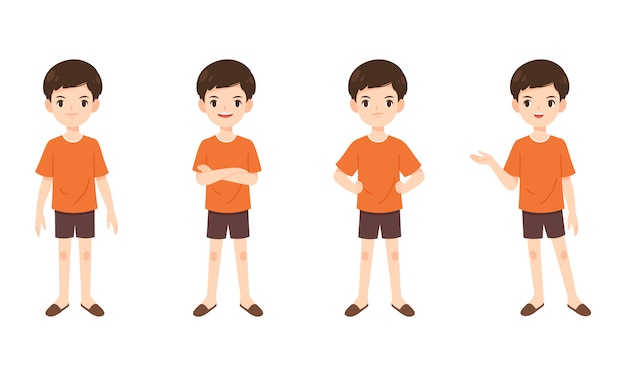 Vector set of cute boy in casual custom