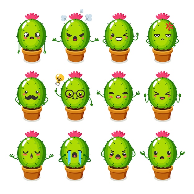 Set of cute Cactus character use for illustration or mascot