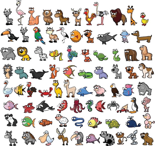 Set of cute cartoon animals