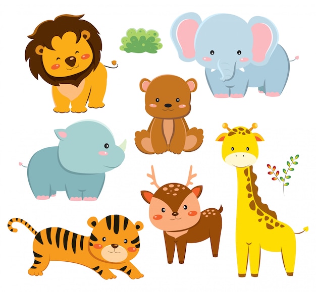 Set of Cute Cartoon Animals